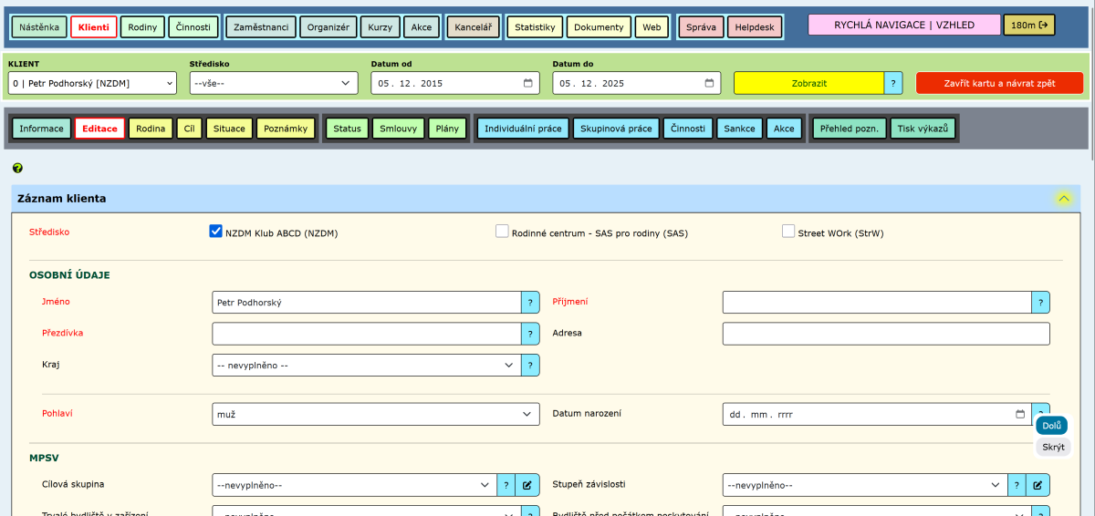 Evidence sociálních služeb 2025