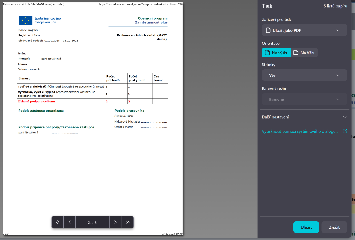 Evidence sociálních služeb 2025