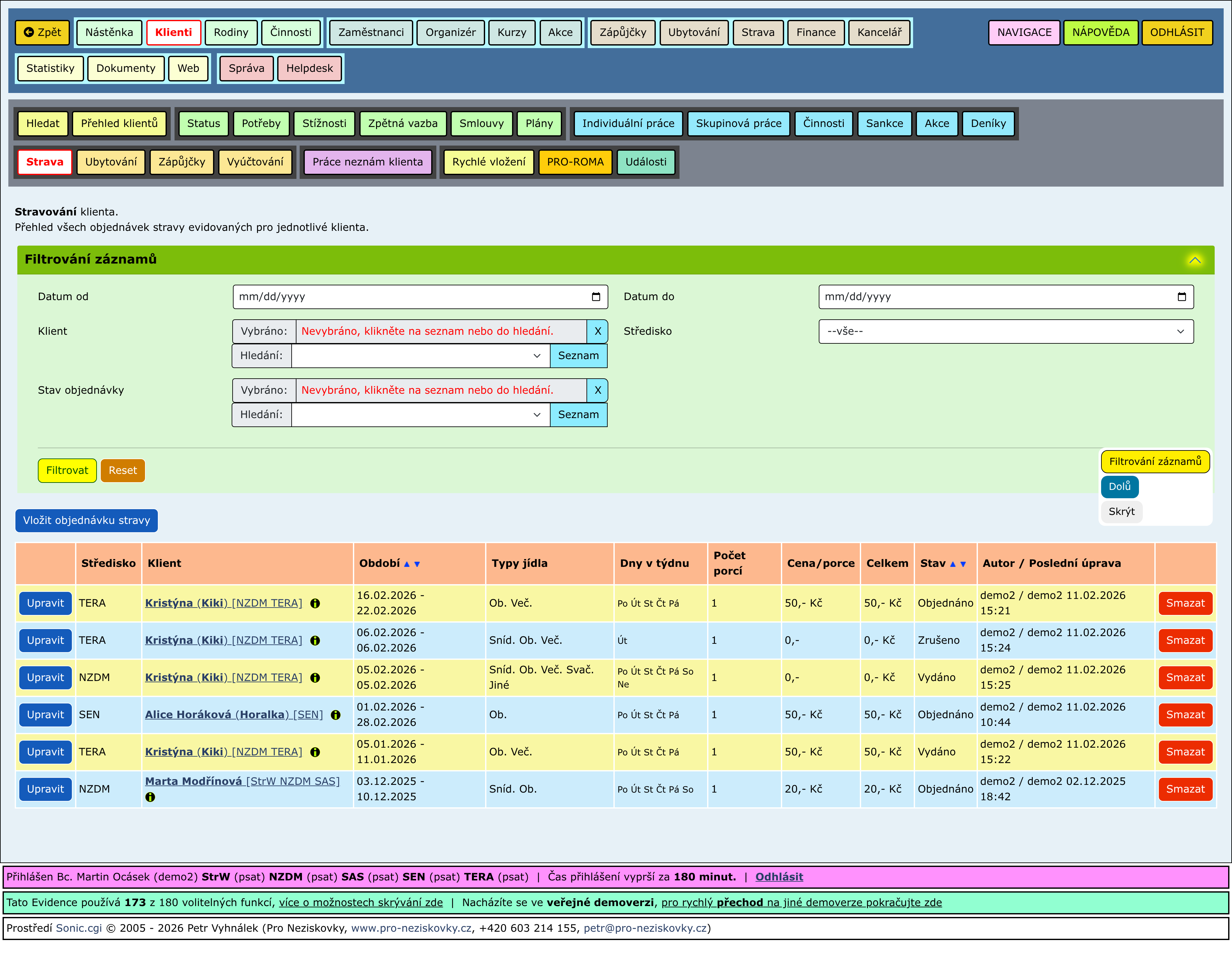 Rozbalené části stránky