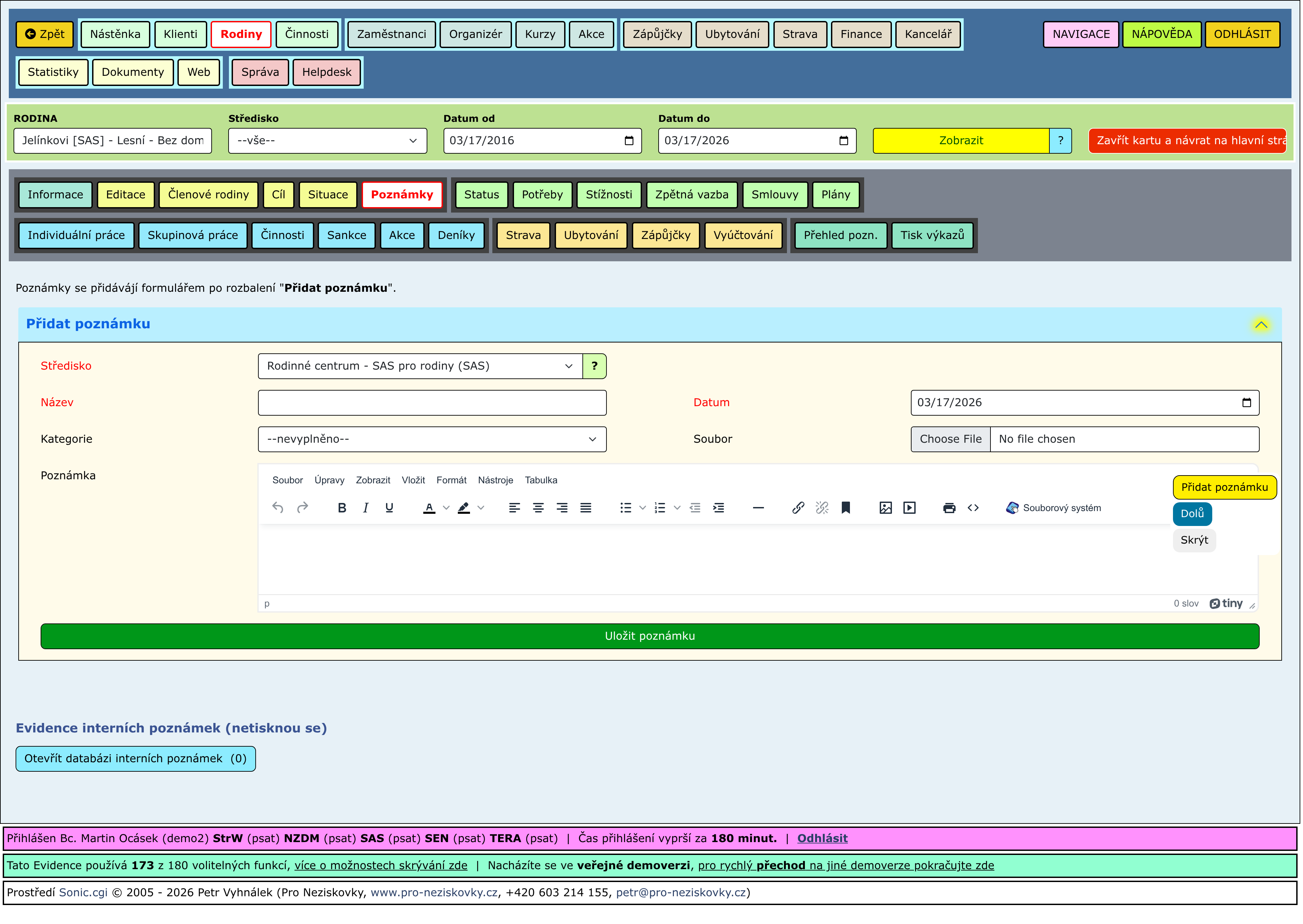Rozbalené části stránky