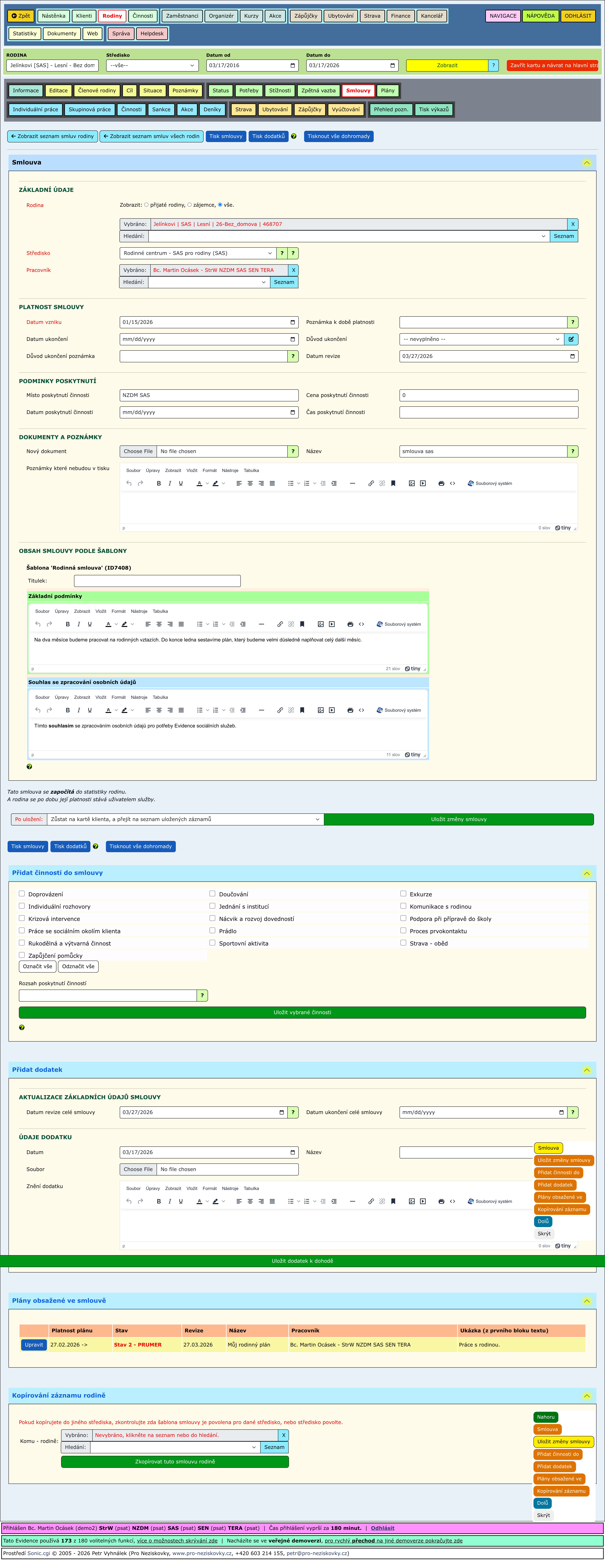 Rozbalené části stránky