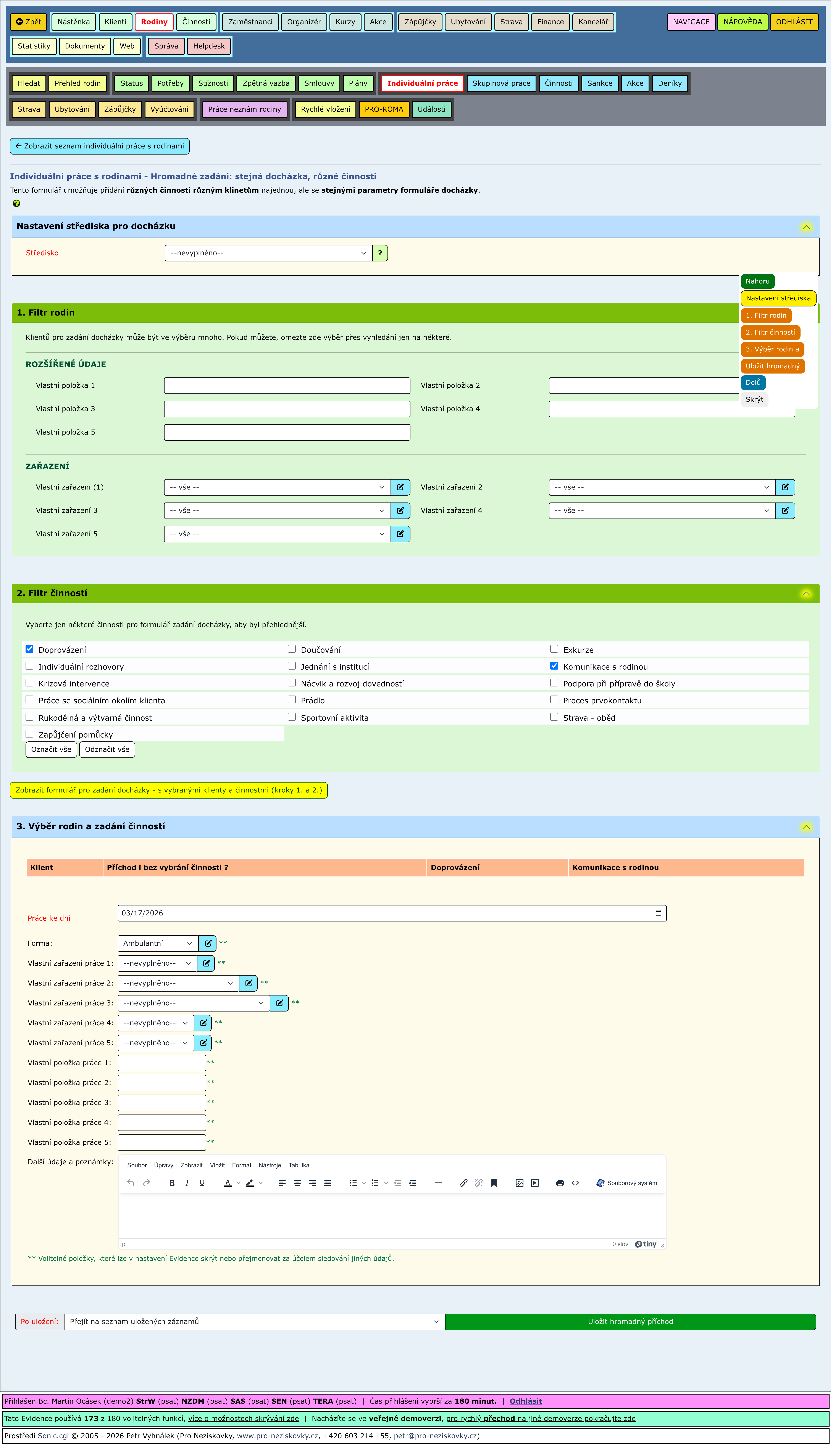 Rozbalené části stránky