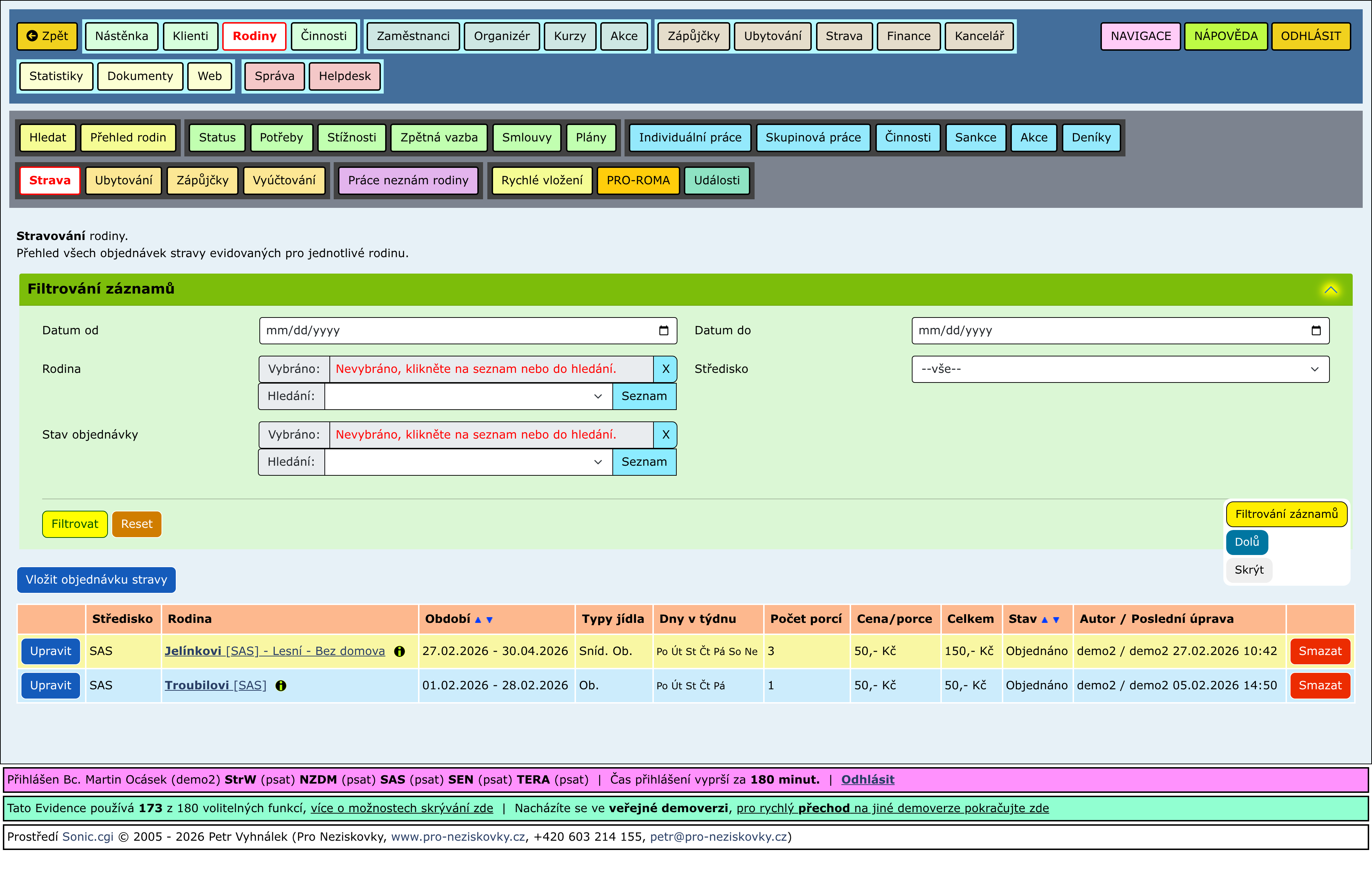 Rozbalené části stránky