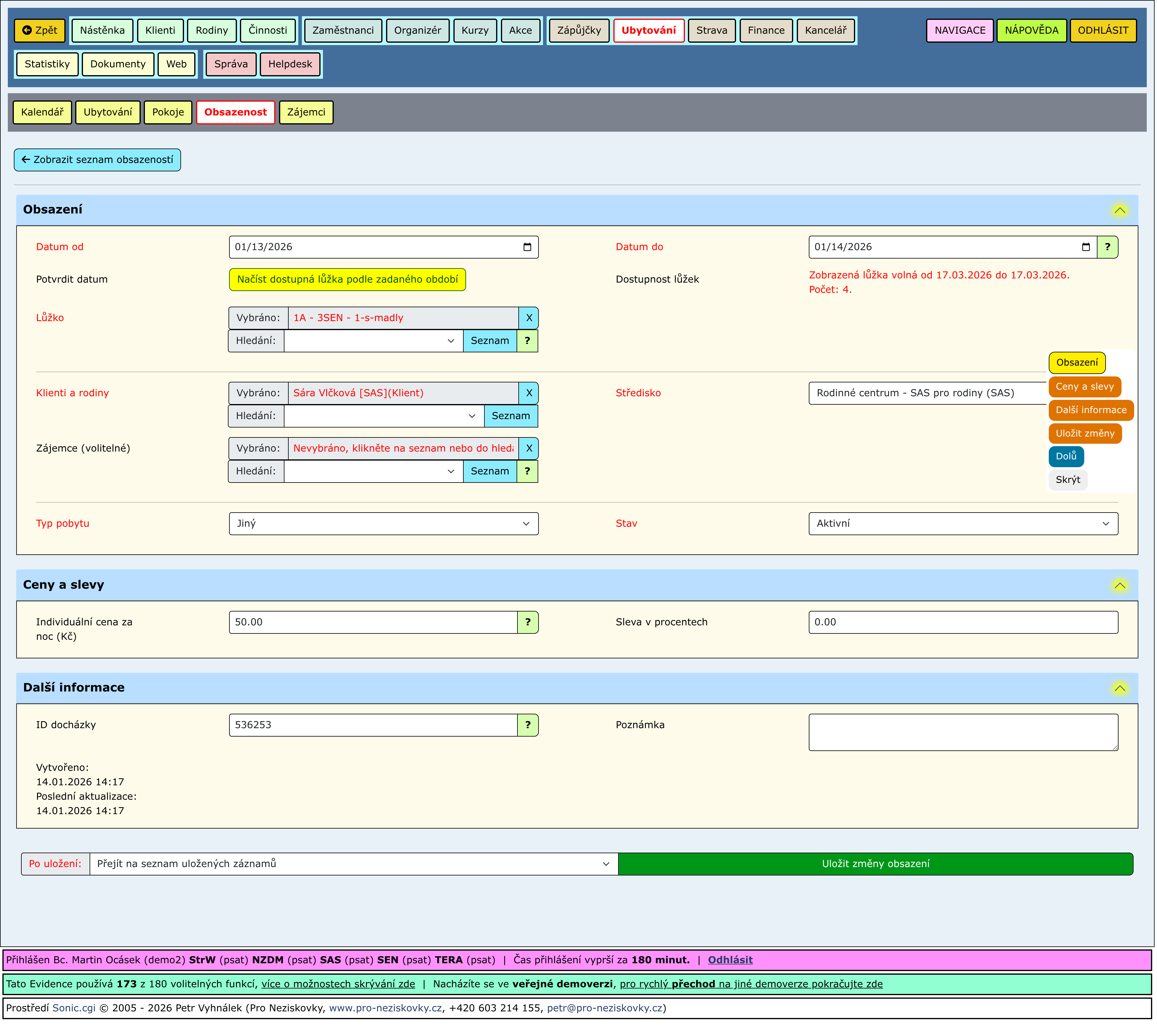 Rozbalené části stránky