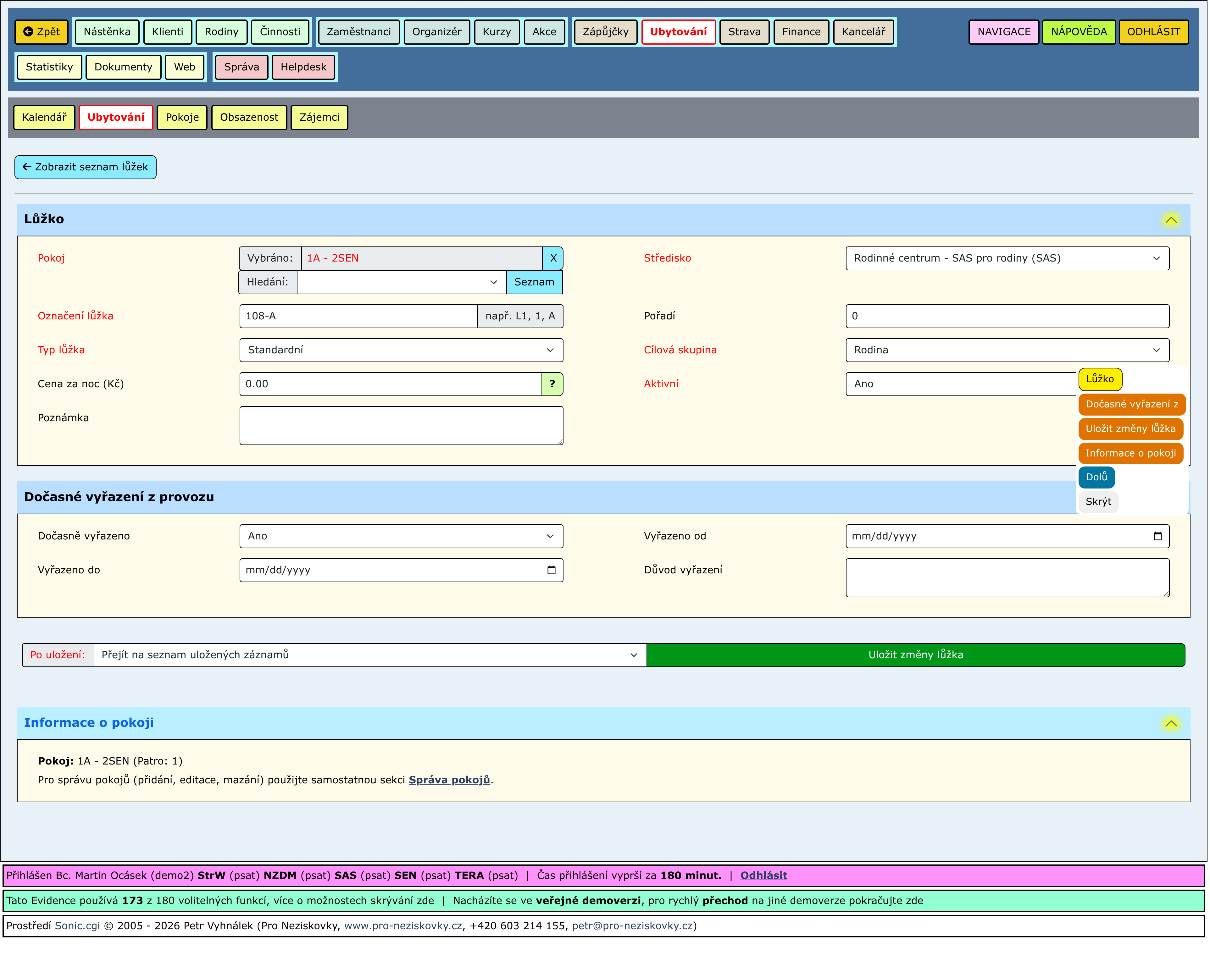Rozbalené části stránky