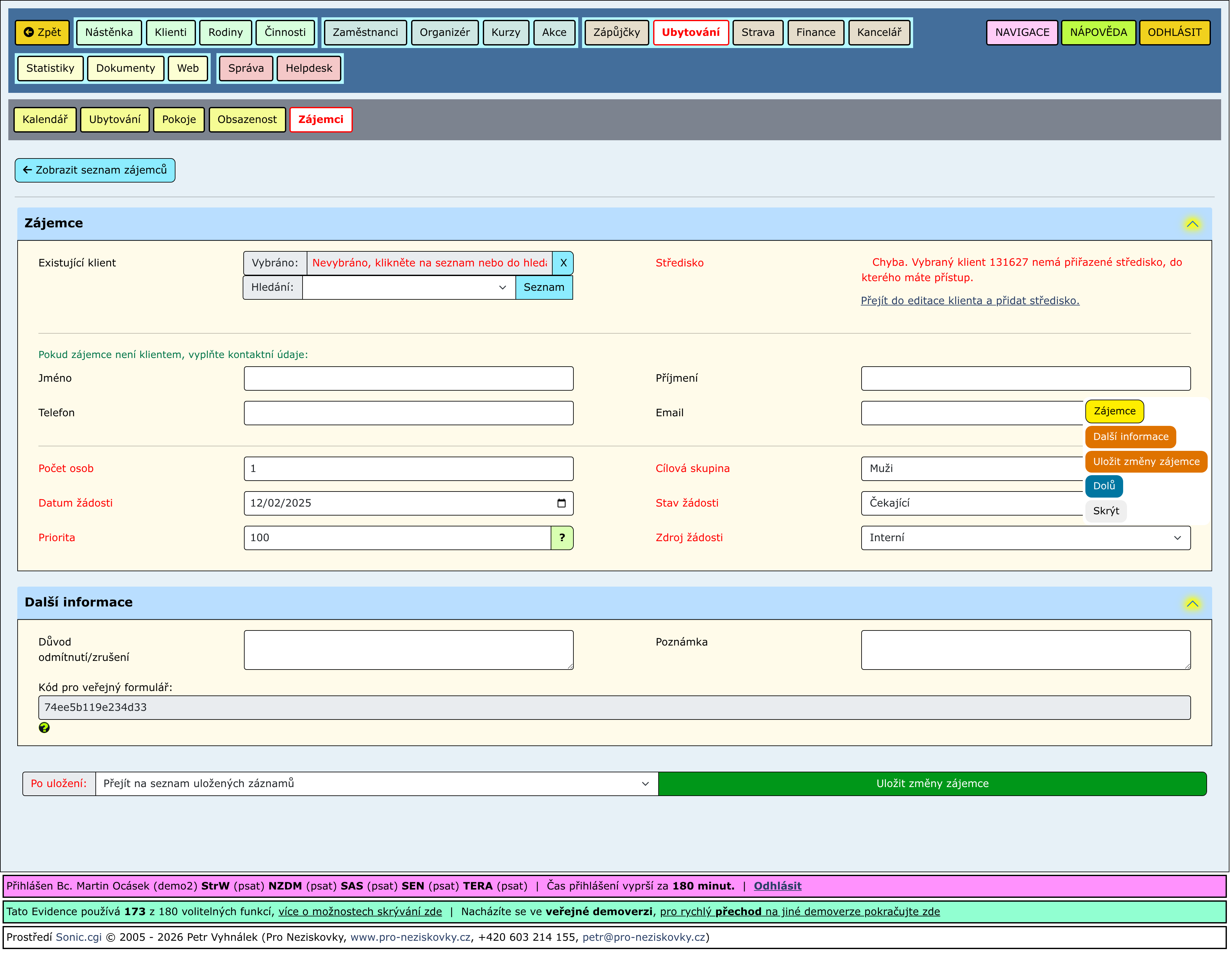 Rozbalené části stránky