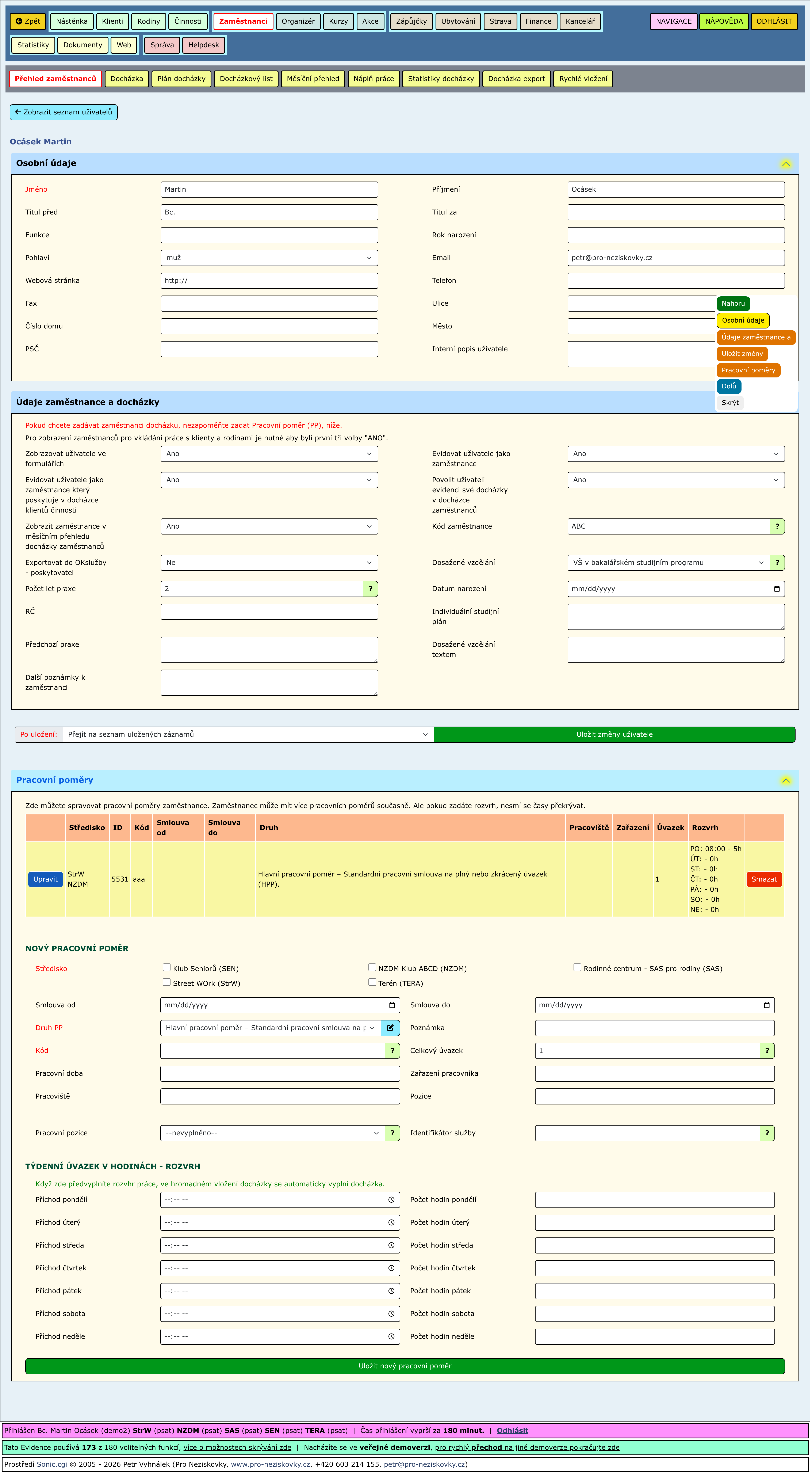 Rozbalené části stránky